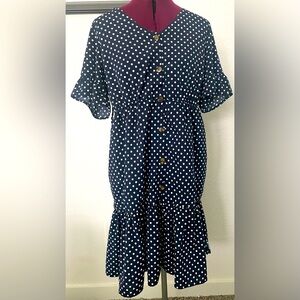 Navy blue polka dot dress